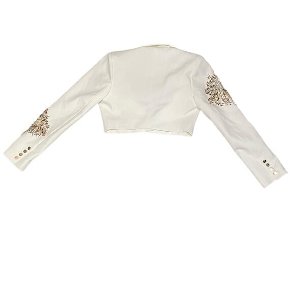 Retrofete White Cropped Blazer Palazza Embellished Rare Small Retails $895 - Picture 6 of 15